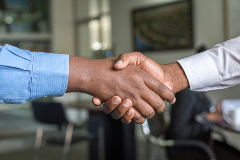 Two business people shaking hands